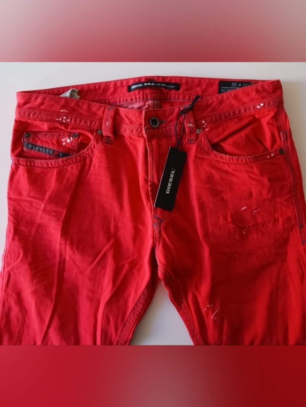 NWT Diesel THAVAR red Jeans Size 32" x 33" - Picture 4 of 13